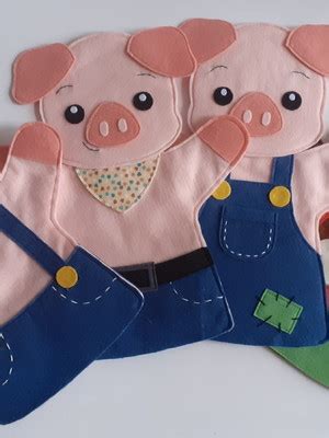 Fantoche Dos 3 Porquinhos - Fantoches os 3 porquinhos | Compre Produtos Personalizados no Elo7