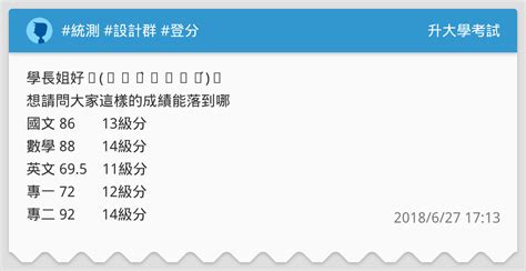 統測 設計群 登分 升大學考試板 Dcard