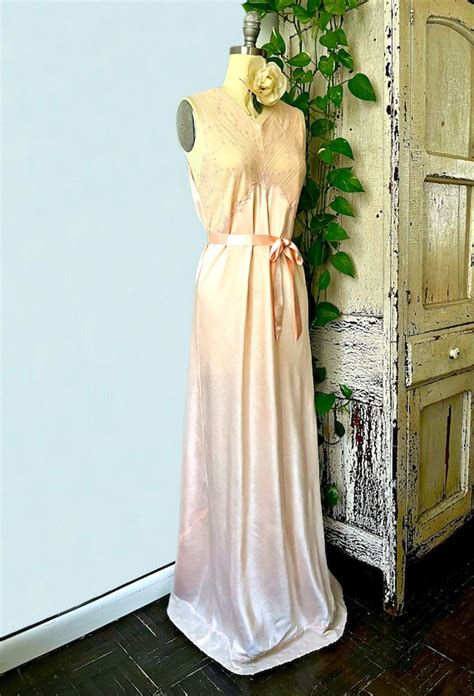 Vintage Lingerie S Peach Silk Satin Charmeuse C Gem