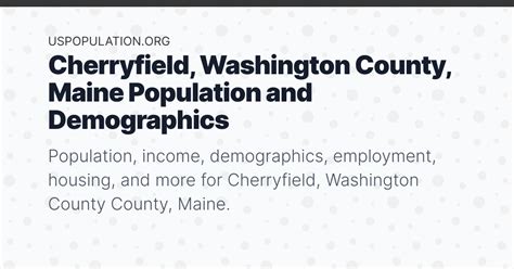Cherryfield Washington County Maine Population Income Demographics
