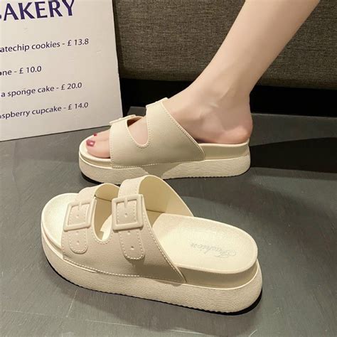 Dép Nữ Dép Bánh Mỳ Cao 5Cm Dép Nữ Quai Ngang Độn Đế Siêu Hot Shopee Việt Nam