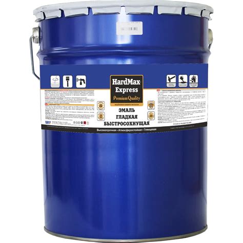Быстросохнущая эмаль HardMax EXPRESS гладкая, черная, барабан 19 кг ...