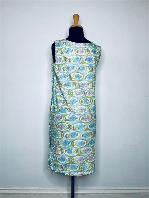 1960s Pastel Floral Cotton Tunic Dress Gem