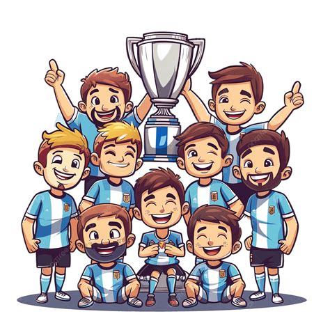 Ilustración Del Equipo De Fútbol Argentino Con Dibujos Animados Del