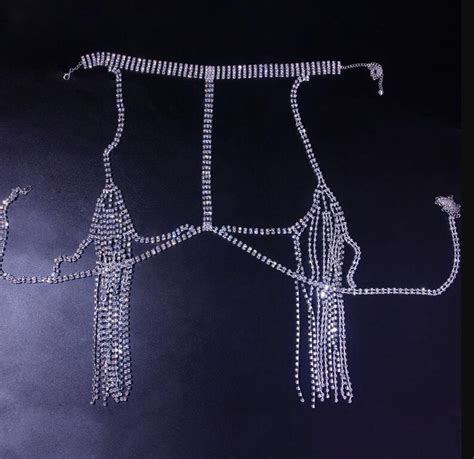 Rhinestone Tassel Body Chain Sexy Bikini Chest Chain Etsy