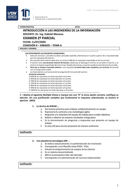 Consignas Segundo Parcial Intro C4Tema A 1C2020