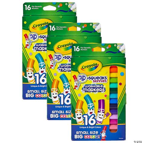 Crayola Pip-Squeaks Skinnies Markers, Fine Tip, 16 Per Box, 3 Boxes