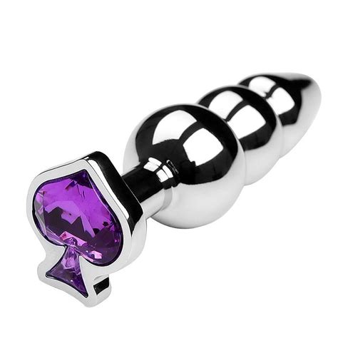 RY B RYPJ KZB Plug Anal de Metal Aspiral Coração Pedra Roxa Libb Sex Toys
