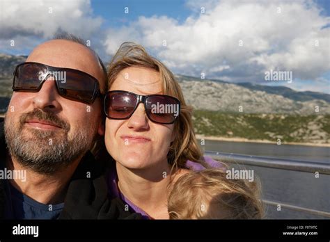 Mature Couple And Son Taking Selfie Krk Croatia Stock Photo Alamy