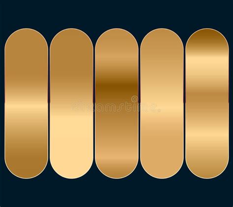 A Collection Of Five Gradients Gold Color Set Of 5 Golden Gradients Colors Swatch Used In