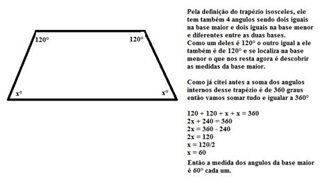 A Soma Dos Angulos Internos De Um Trapezio - Determine as medidas dos ângulos internos de um trapézio isoceles que ...
