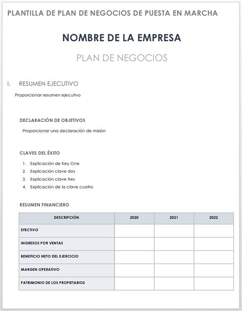 Plantillas Gratuitas De Plan De Negocios Simple Smartsheet