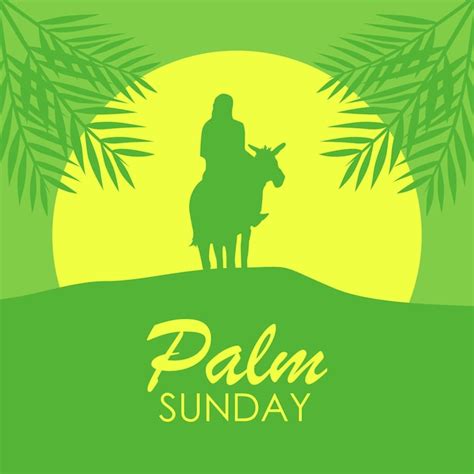 Palmsonntag Plakatvorlage Mit Jesus Auf Esel Silhouette Premium Vektor