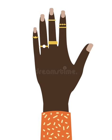 Female Hand Black With Rings Nude Manicure Stock Vector Illustration Of Female Creative
