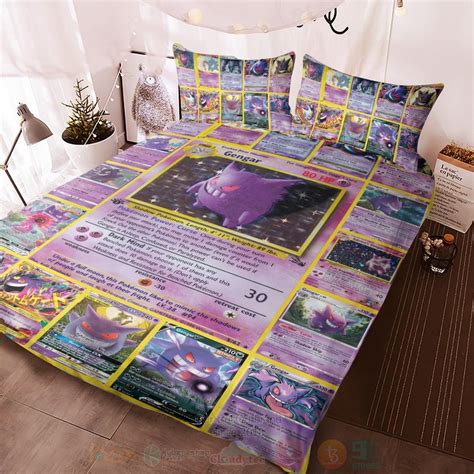 Anime Pokemon Gengar Cards Custom Bedding Set Hot Sale
