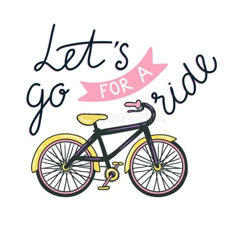 Vector Hand Drawn Illustration With Bicycle And Stylish Phrase Just