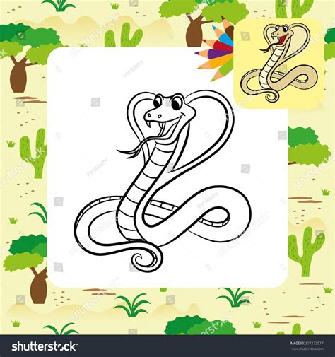 Illustration Cobra Snake Coloring Page Stock Vector (Royalty Free