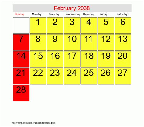 February 2038 Roman Catholic Saints Calendar