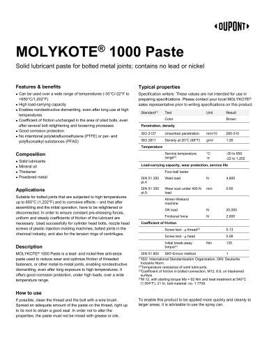 Molykote ® 1000 - Dow Corning - PDF Catalogs | Technical Documentation ...