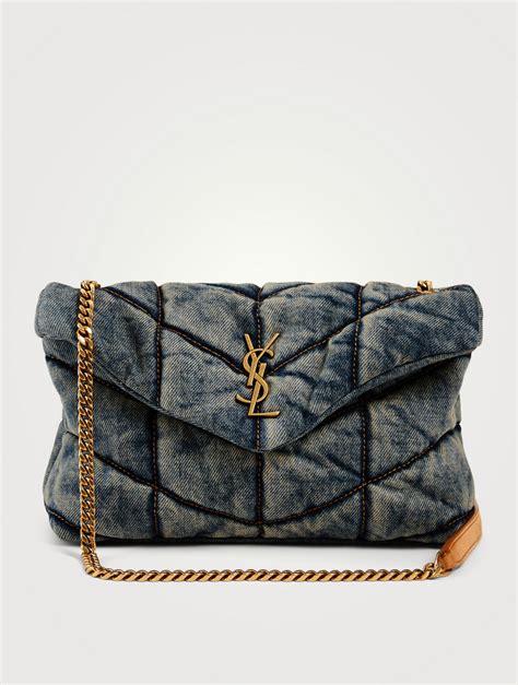 Saint Laurent Toy Loulou Puffer Ysl Monogram Denim Bag Holt Renfrew