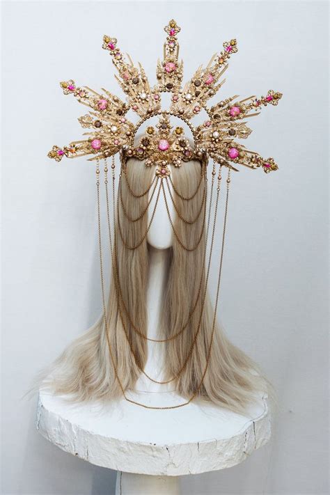 GOLD CROWNS CARBICKOVA CROWNS Pink Halo Halo Headband Headpiece