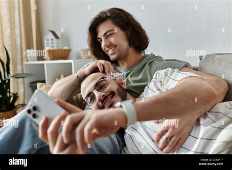 Happy Gay Couple Cuddling On Hi Res Stock Photography And Images Alamy