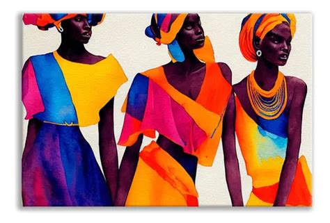 Cuadro Africanas Mujeres Colorido Moderno Sala Cm Meses Sin Inter S