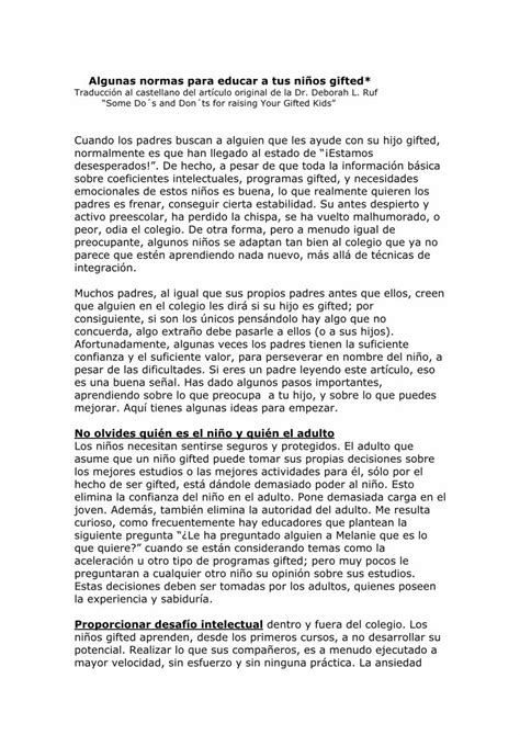 Pdf Algunas Normas Para Educar A Tus Ni Os Gifted Traducci N Al