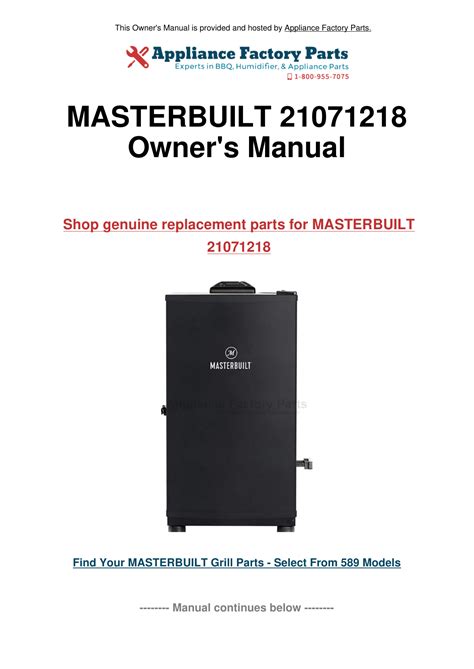 Masterbuilt Smoker Model 2007 Manual