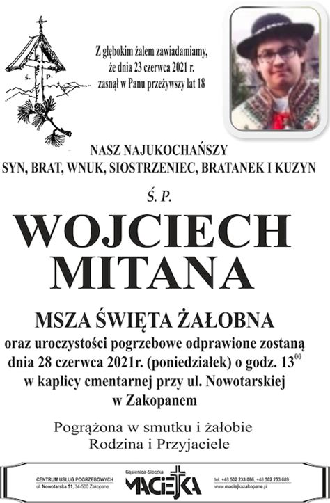 Wojciech Mitana Nekrologi Podhale24 Pl