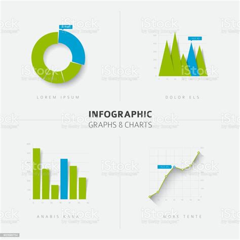 Set Of Vector Flat Design Infographic Charts And Graphs Stock