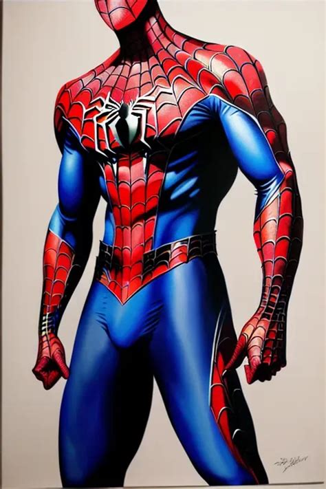 Dopamine Girl Hyper Realistic Painting Of Spiderman Showing His Naked Ass In Spiderman