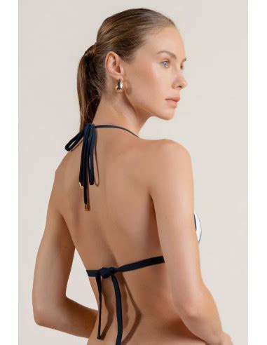 Bikini Top Tri Ngulo Peque O En Bloques Blanco Azul Claro Azul Oscuro