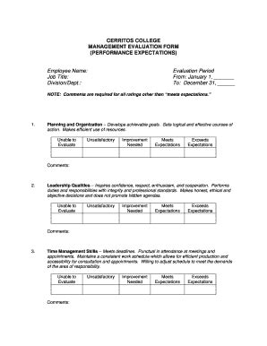 Fillable Online Cms Cerritos Cerritos College Management Evaluation