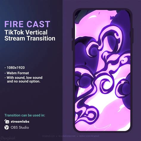 Purple Fire Cast Flame TikTok Vertical Stream Transition | OBS Stinger