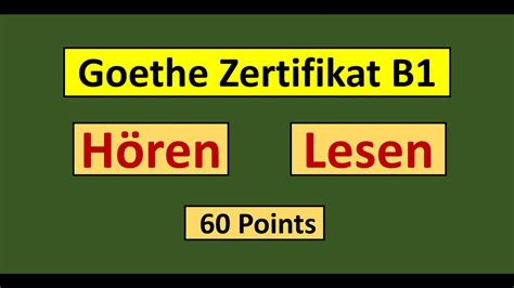 Goethe Zertifikat B H Ren Lesen Modelltest Mit Antworten Am Ende