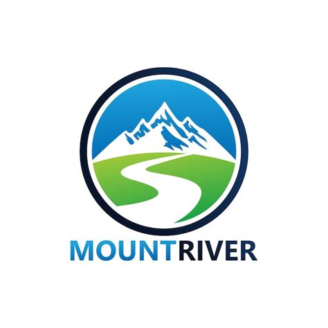 Mountain River Logo Design Template Vector Emblem Design Concept ícone