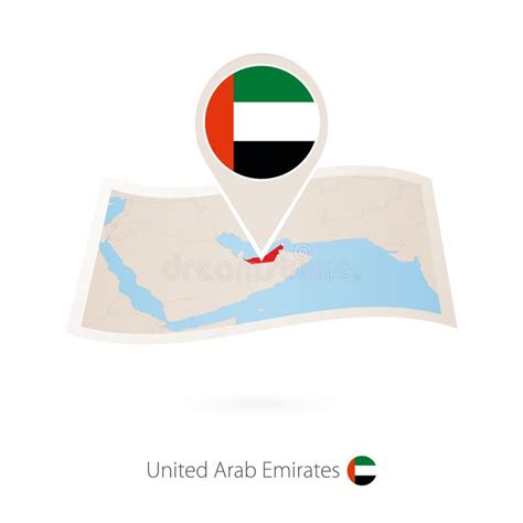 Mapa Doblado Del Papel De United Arab Emirates Con El Perno De La