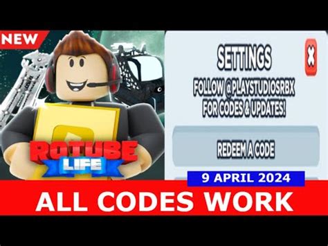 ALL CODES UPD RoTube Life ROBLOX APRIL 9 2024 YouTube