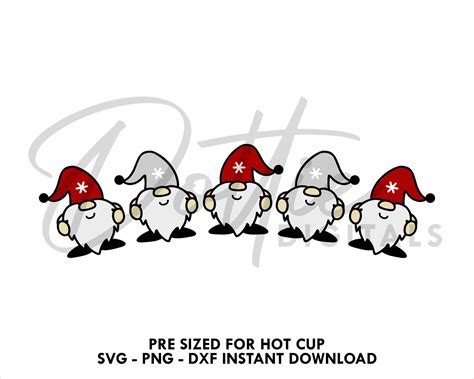 Christmas Gonks Starbucks Cup Svg Xmas Gonk Elves Hot Cup Svg Png Dxf Festive Gnome Cutting File