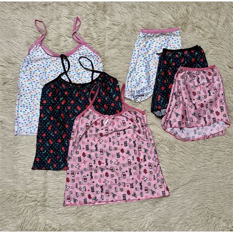 Kit Pijama Feminino Babydoll Liganete Liso E Estampado Shopee Brasil