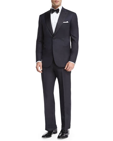 Brioni Satin Peak-lapel Tuxedo in Blue for Men | Lyst