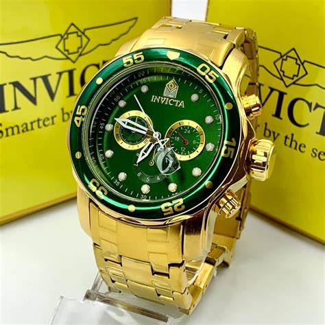 Comprar Relógio masculino invicta Pro Driver dourado verde a prova