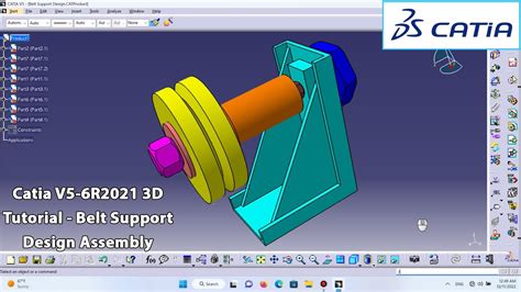 Catia V R D Tutorial Belt Support Design Assembly Youtube