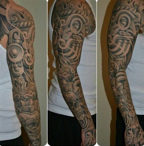 Aztec Sleeve Tattoos Biomechanical Tattoo Sleeve Tattoos