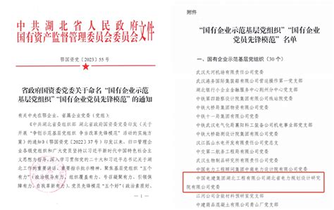 湖北省电力规划设计研究院有限公司 公司要闻 重磅｜公司党委荣获湖北省政府国资委党委“国有企业示范基层党组织”命名