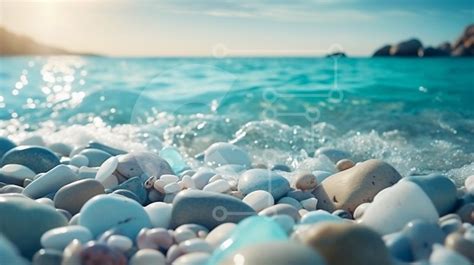 Stunning Picture of a Beach with White and Blue Pebbles stock photo ...