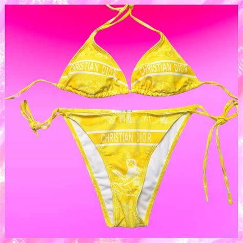 Designer String Bikini In Yellow Dior Bikini Beach Babe Bikini