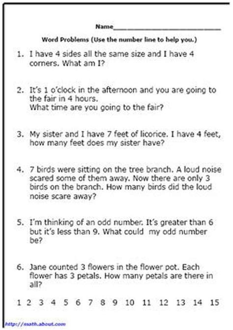 1st Grade Word Problems Worksheets Worksheets Master