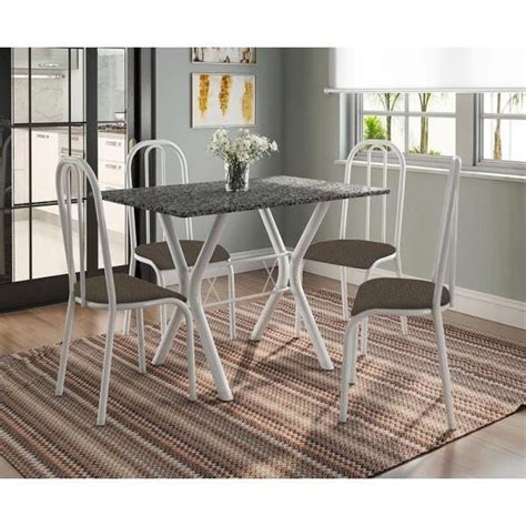 Conjunto De Mesa Miami Branco 4 Cadeiras Madri Cacau Fabone